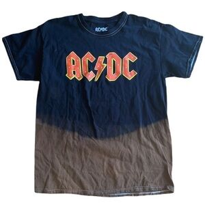 AC/DC Tie Dye Ombre 100% Cotton Knit Chest Logo w Lightning Bolt Tshirt sz M